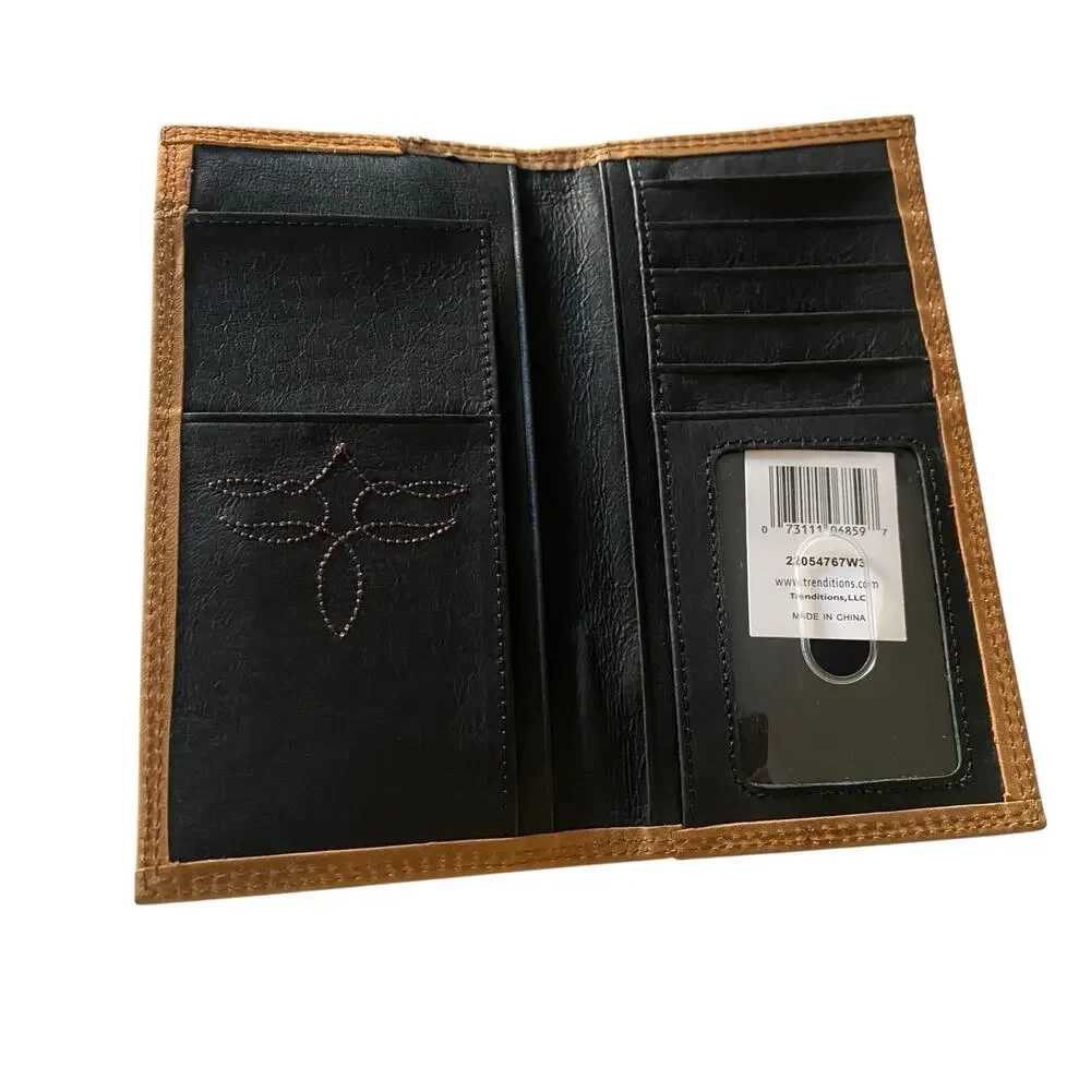 NWT Men’s JUSTIN'S RODEO GENUINE LEATHER WALLET Two Toned Brown 22054767W3